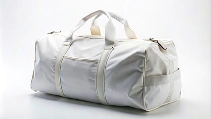 Obraz premium forced perspective white duffel bag on white background