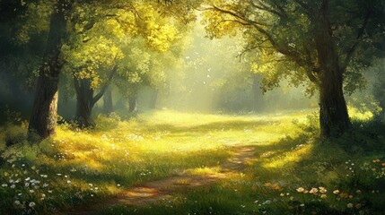 Obraz premium Sunlit Forest Path