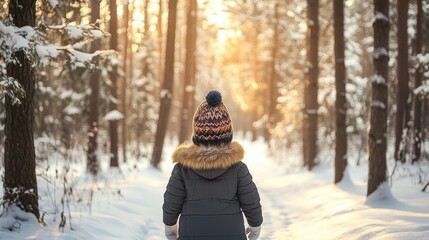Naklejka premium Snowy Forest Hike