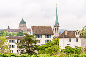 Architectural Elements of Historical buildings in the center of Zurich, Switzerland.