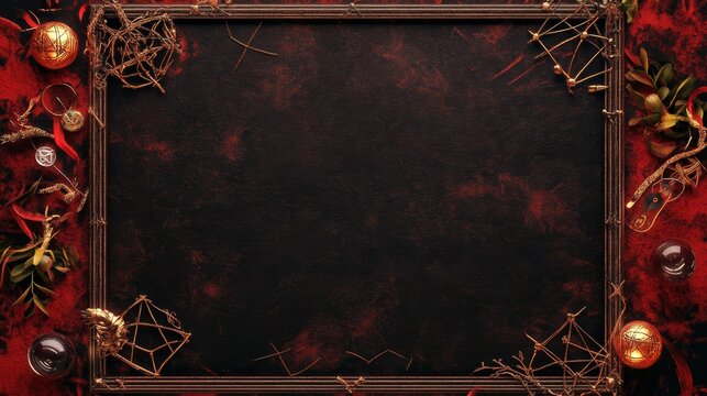 A dark and enigmatic frame adorned with mystical symbols and runes, perfect for creating occult or magical designs. This image evokes a sense of mystery and wonder.