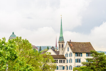 Architectural Elements of Historical buildings in the center of Zurich, Switzerland.