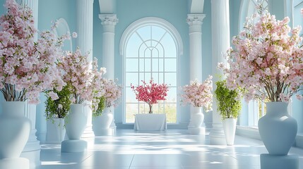 Luxurious floral display complements the grandeur of classical architecture