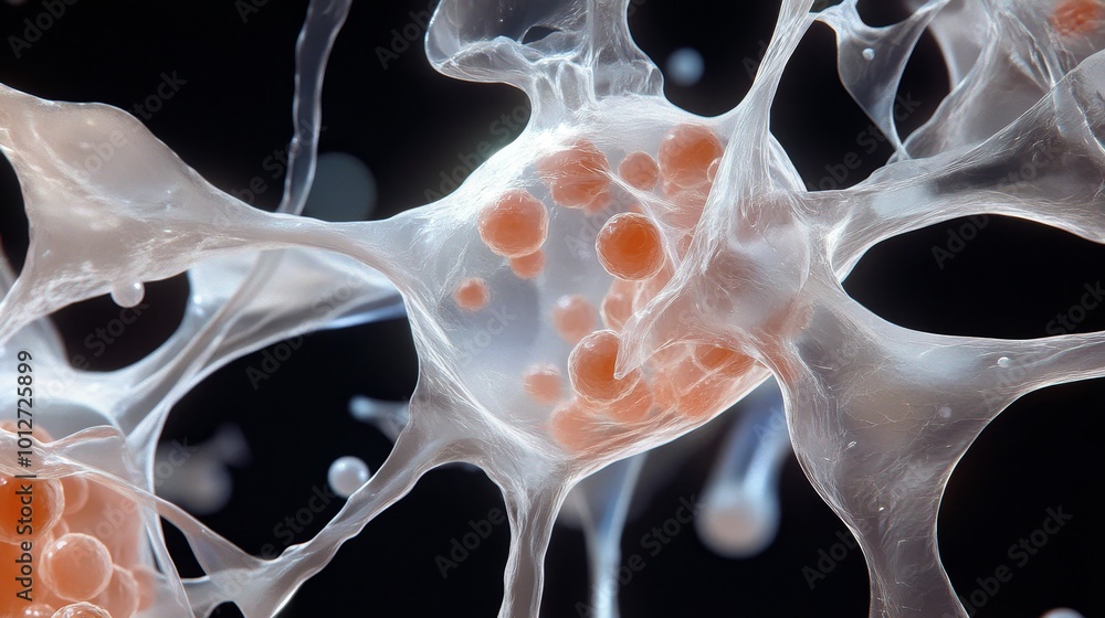 Aufkleber a microscopic image showcasing intricate biological patterns captured through a microscope, highligh