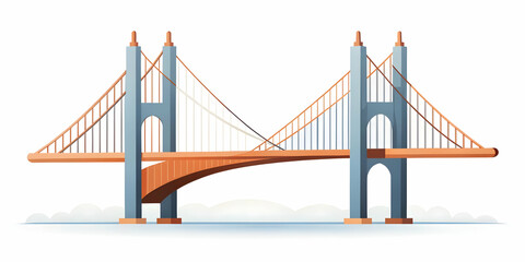 Flat Plain Bridge Silhouette on Glossy White Background: A Minimalist Vector Illustration for Smart Business Communication, Highlighting Connection and Bridging Gaps in ESG Negotiations.