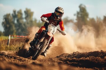 Motocross bike speeds up on course