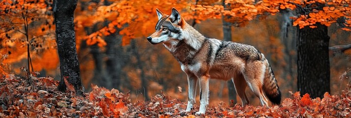 wolf in the autumn forest