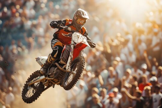 Motocross jump with spectators