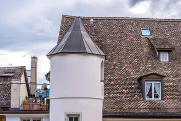 Architectural Elements of Historical buildings in the center of Zurich, Switzerland.