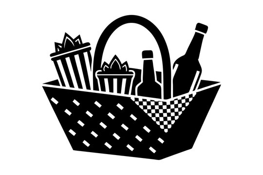recommend clip art:  Picnic Basket Silhouette - A Classic Basket Filled with Picnic Essentials