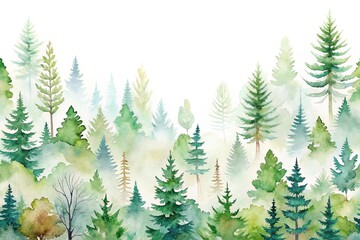 Obraz premium Forest scene with watercolor painting