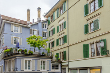 Architectural Elements of Historical buildings in the center of Zurich, Switzerland.