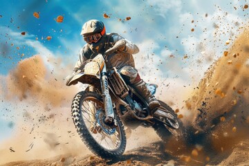 Motocross rider in sport action
