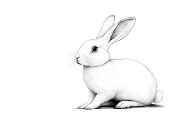 Obraz premium Clean Line Art of a Rabbit on White Background, symbolizing purity, innocence, gentleness, hope, and new beginnings.