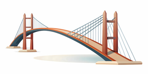 Fototapeta premium Flat Plain Bridge with Copy Space concept as A plain bridge silhouette stretches across a glossy white background leaving ample copy space above. The camera captures a side angle emphasizing connectio