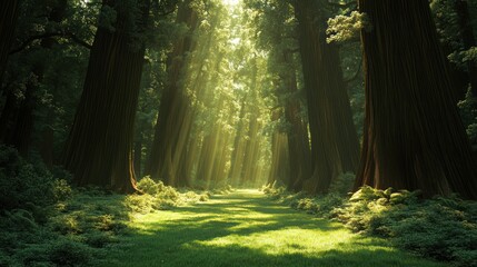 Obraz premium Sunbeams Through the Trees