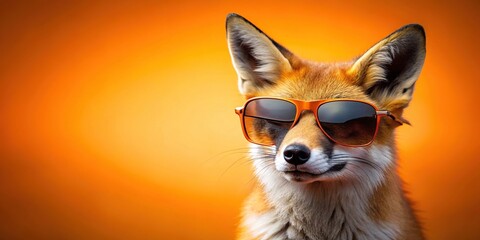 Obraz premium Fox wearing sunglasses with blurred background