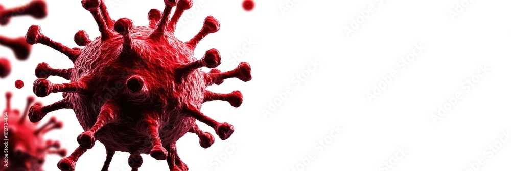 Poster virus cell isolated on white background. a microscopic view of a virus particle, showing its detaile