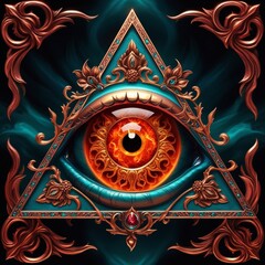 Fototapeta premium Eye with ornaments in a triangle 