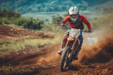 Motorcyclist competing in race