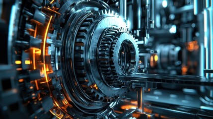 Fototapeta premium Intricate close-up of futuristic mechanical gears