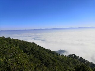 landscape with clouds and fog