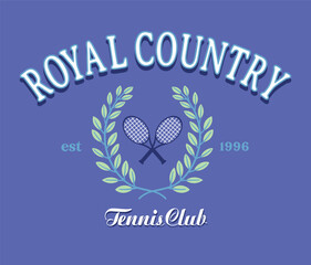 Classic tennis club emblem. Art for printing on t-shirts, decoration, etc.