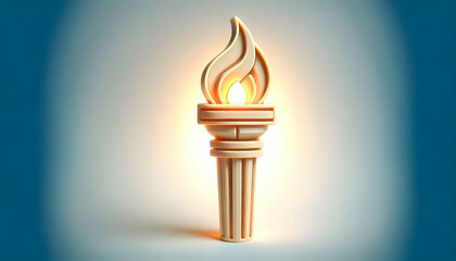 Fototapeta premium 3D Isolated glowing torch icon symbolizing hope and freedom for Human Rights Day concept as A glowing vector of a torch isolated on a white background symbolizing hope freedom and justice for Human Ri