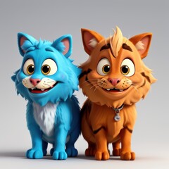 Fototapeta premium A brave cartoon character standing up for a friend in need, showcasing true loyalty and courage