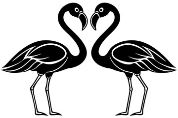 Cute Flamingo Love Couple bird silhouette  vector art illustration