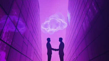 Obraz premium Business Partnership Under a Digital Cloud