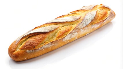 Fresh bread baguette products isolated on white background