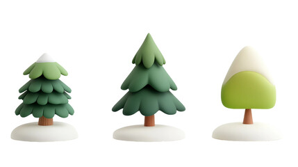3d Cartoon Style Christmas Tree Set
