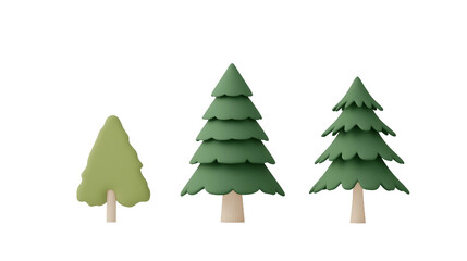 Obraz premium 3d Cartoon Style Christmas Tree Set