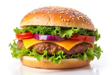 Fresh burger silhouette on white background