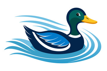 Stunning Overhead Perspective of a Duck Swimming in a Tranquil Pond Vector Art
