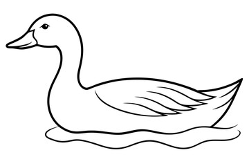 Detailed Profile of a Swimming Goose in Tranquil Waters a Vector Illustration
