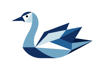 A Modern Vector Illustration of Geometric Patterns Featuring a Goose Swimming
