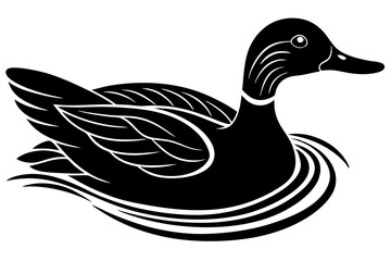 Unique Aerial View of a Duck Swimming in Tranquil Waters Vector Illustration
