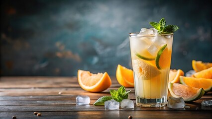 Fresh cold lemonade with citrus melon and crushed ice