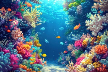 Fototapeta premium Vibrant Coral Reef with Fish