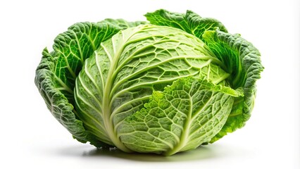 Fototapeta premium fresh green cabbage isolated on white background