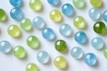 Fototapeta premium Group of Marbles Colorful with shadow on white background