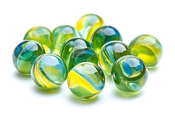 Group of Marbles Colorful with shadow on white background