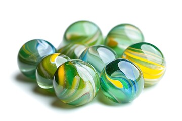 Group of Marbles Colorful with shadow on white background