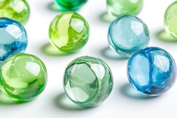 Group of Marbles Colorful with shadow on white background