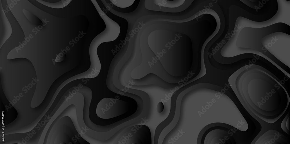 Poster Abstract black paper cut style design.abstract vector seamless pattern with shadows Trendy contemporary design.abstract papercut and multi layer cutout pattern pattern on vector design ..	