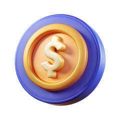 Macro Shot of a Glowing Promotional Coin with Currency Symbols - Detailed Close-Up for Financial Promotions and Advertising on Plain White Background