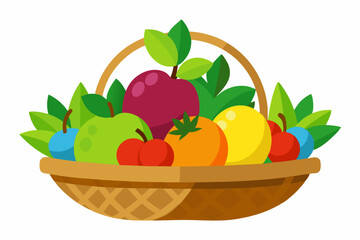  Fruits basket on different fruits vector art illustration 