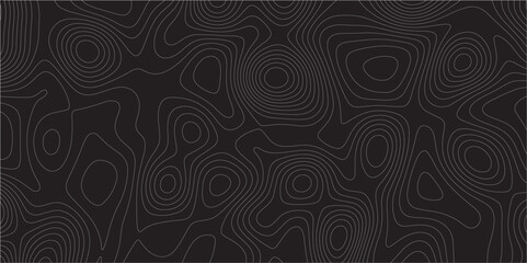 Abstract white on black background Topographic line map pattern. Contour elevation topographic and textured Background Modern design with black background with topographic wavy patted.	